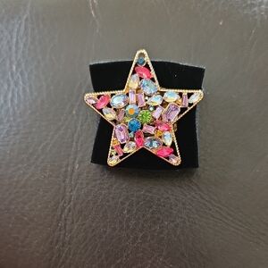 Star-Shaped Multicolor Crystal Ring
